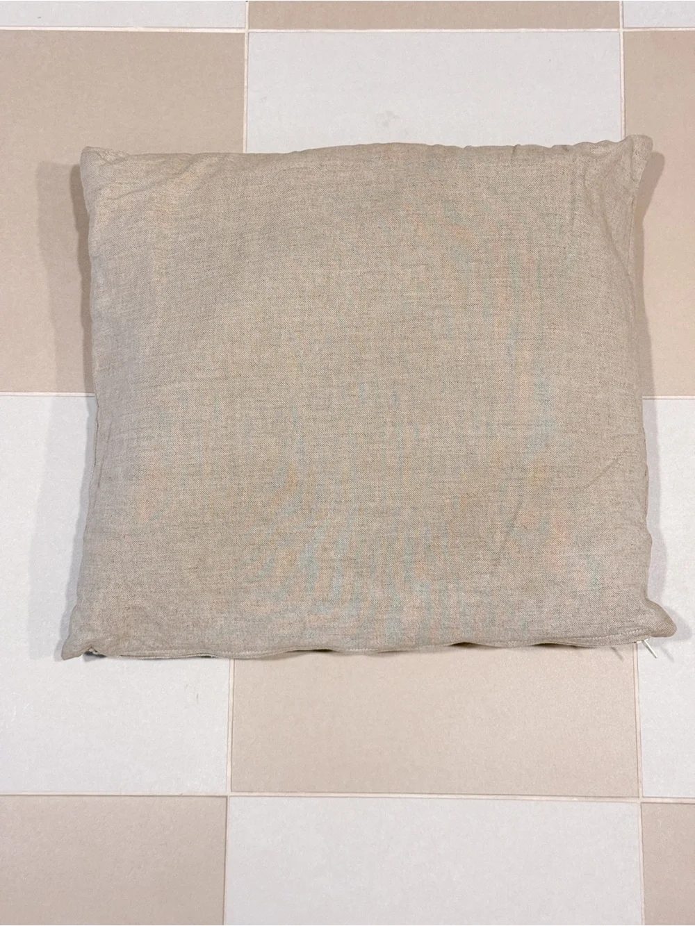 Vintage Embroidered Floral Linen Throw Pillow - Neutral Beige